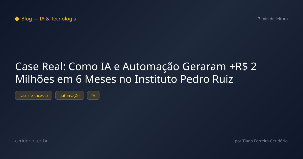 Case Real: Como IA e Automação Geraram +R$ 2 Milhões em 6 Meses no Instituto Pedro Ruiz